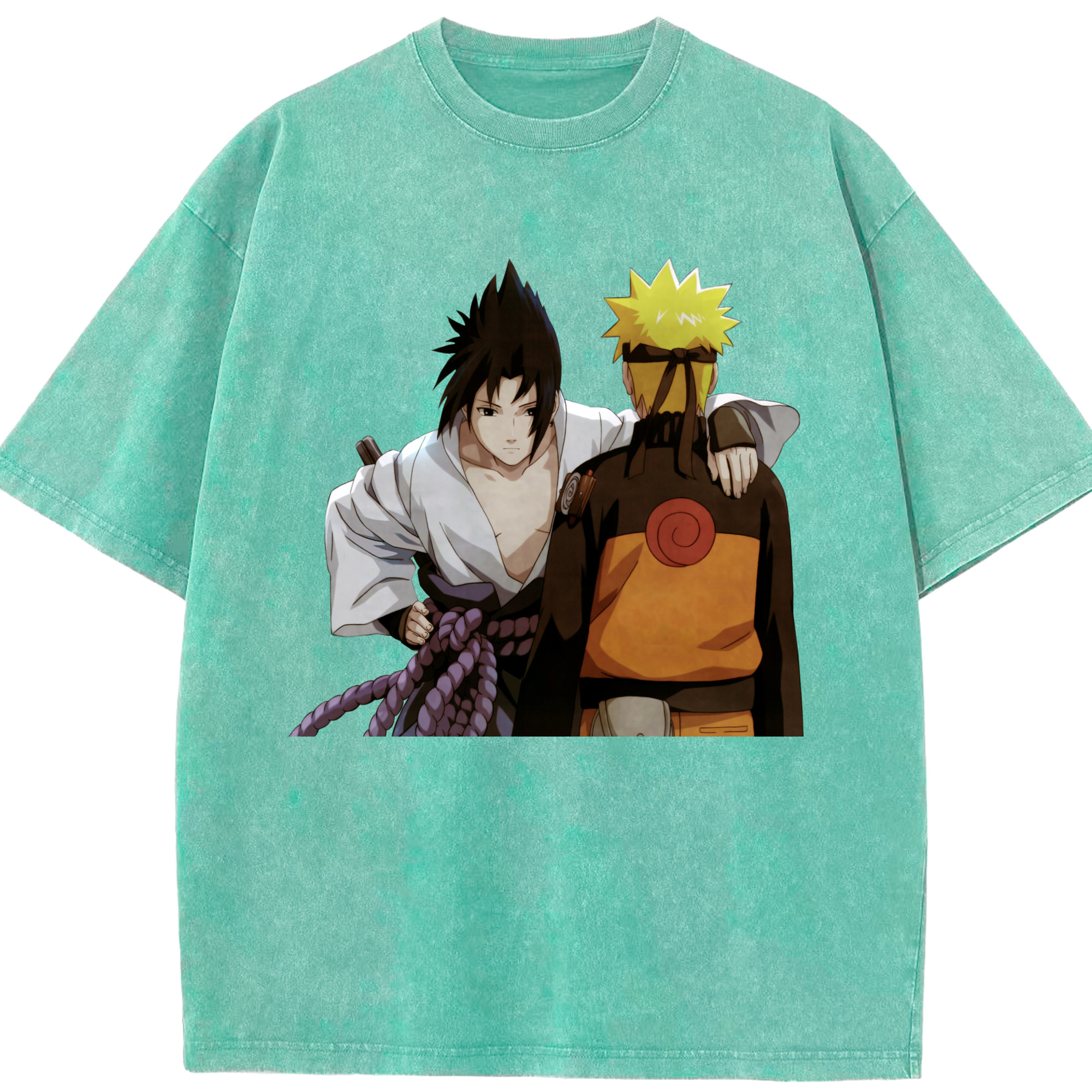 （画像用） NARUTO -ナルト- うちは サスケ Uchiha Sasuke 綿100% ヴィンテージ風 半袖Tシャツ（フロントプリント）